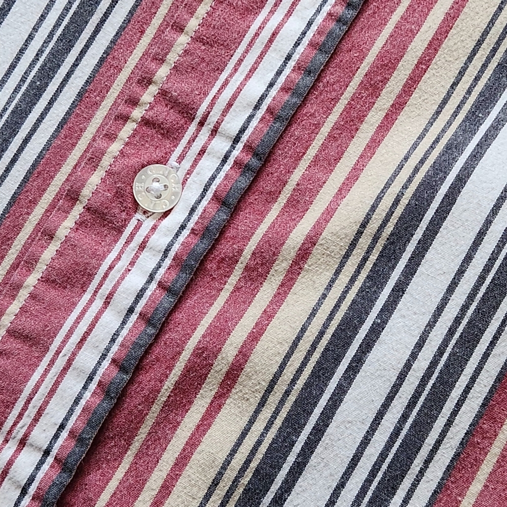 Mens Cinch Large Western Striped Button Down Shirt Red Blue Cowboy Rodeo - Picture 4 of 12